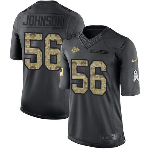 Nike Chiefs #56 Derrick Johnson Black Men's Stitched NFL Limited 2016 Salute to Service Jersey - Click Image to Close